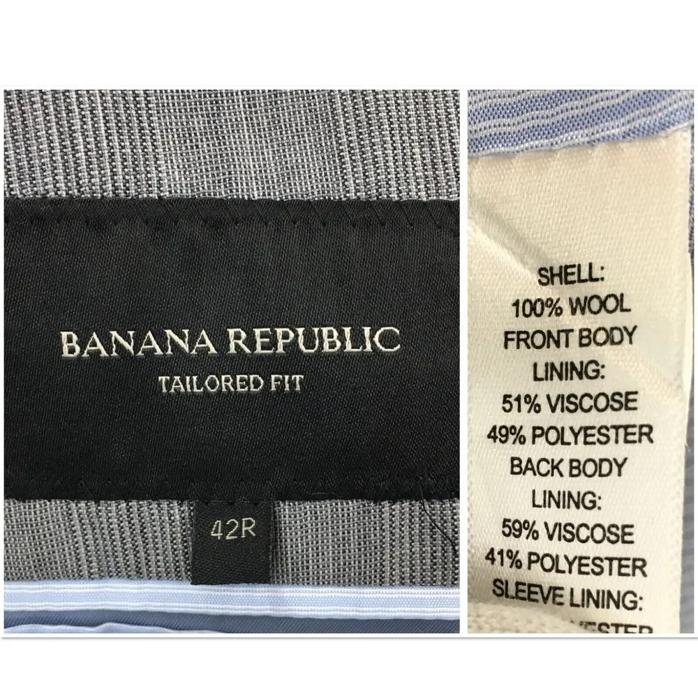 BANANA REPUBLIC Mens Blazer Sport Coat Casual Jacket Size‎ 42R Gray Wool Suit